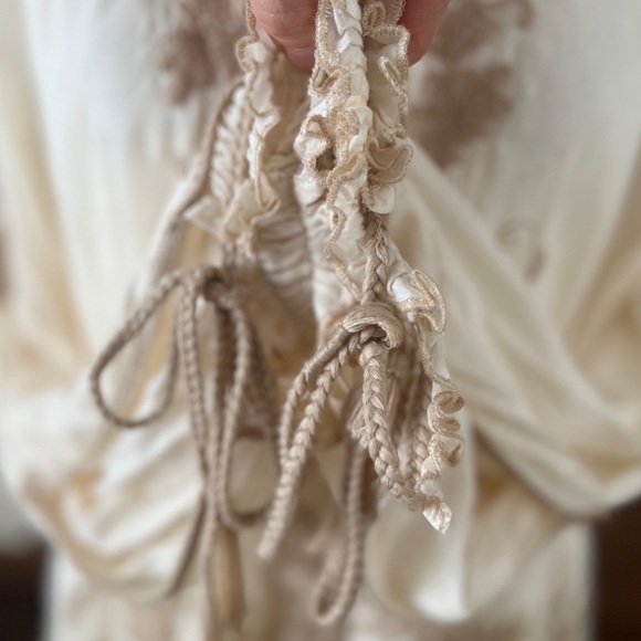 Lucky Brand Floral Embroidered Boho Fairy Peasant Style Billow Sleeves Blouse - Picture 10 of 14